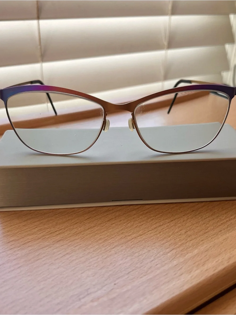 Lindberg Strip Titanium Eyeglass Frames Purple Gold Gradient - Browline 9584